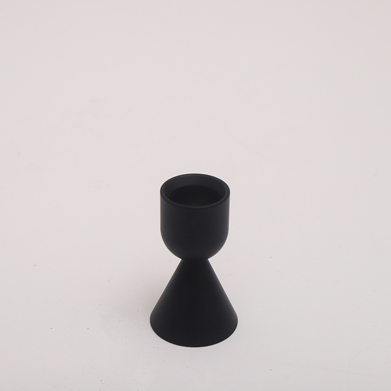 In-stock Nordic-style American candles, pure black candlestick base, three-piece set for model room decoration, small candlestick decorative ornaments pic 6