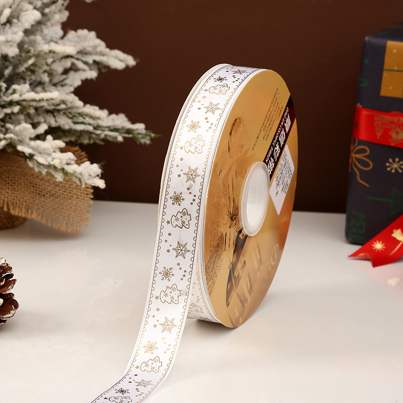 Dingxin Christmas Ribbon Wholesale: 2.5CM Christmas gifts, gold-embossed printed packaging ribbons, Christmas tree ribbons pic 61