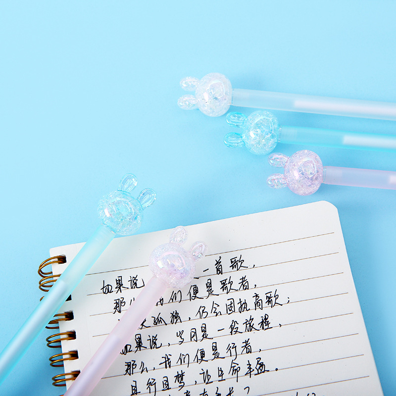 Wholesale of Korean-style creative crystal head shaped rabbit-shaped gel pens with dazzling laser designs for students pic 22