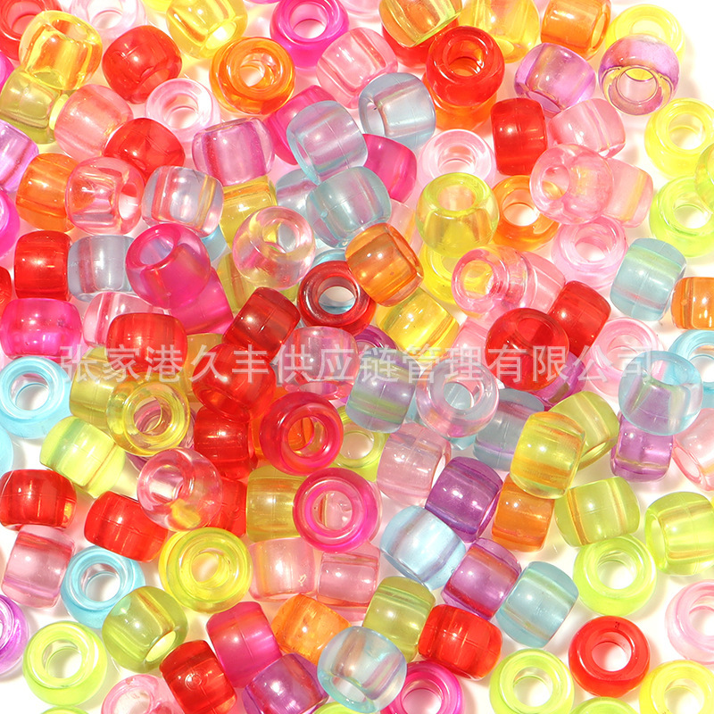 Best-selling pony beads, large-hole beads, colored transparent matte Pony bucket beads, scallion powder plastic DIY dirty braid fake divergent beads pic 6