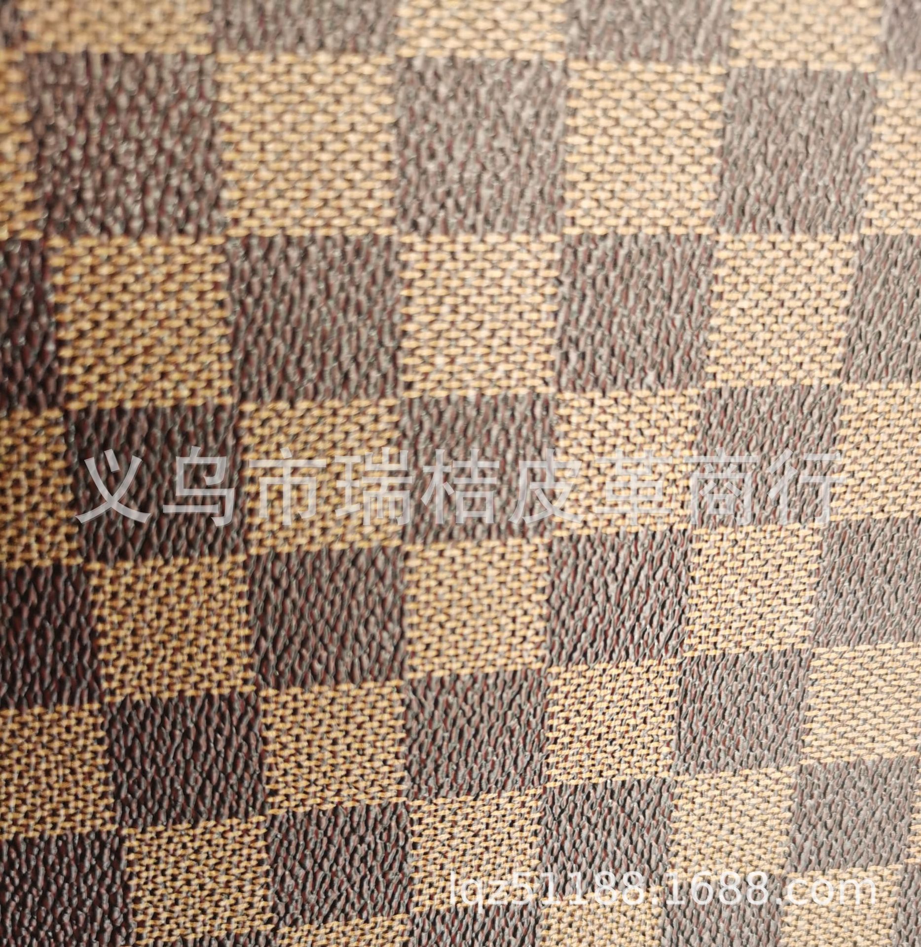 PVC printed grid, handbag leather pic 1