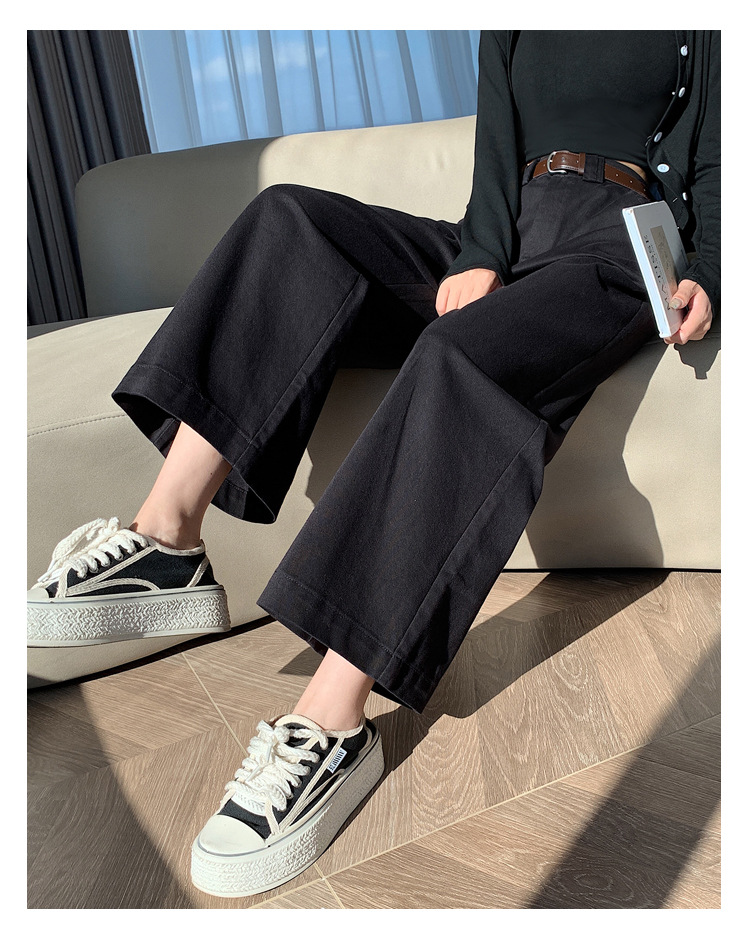 法式八分九分天丝棉阔腿牛仔裤女秋季新款小个子宽松显瘦直筒裤详情64