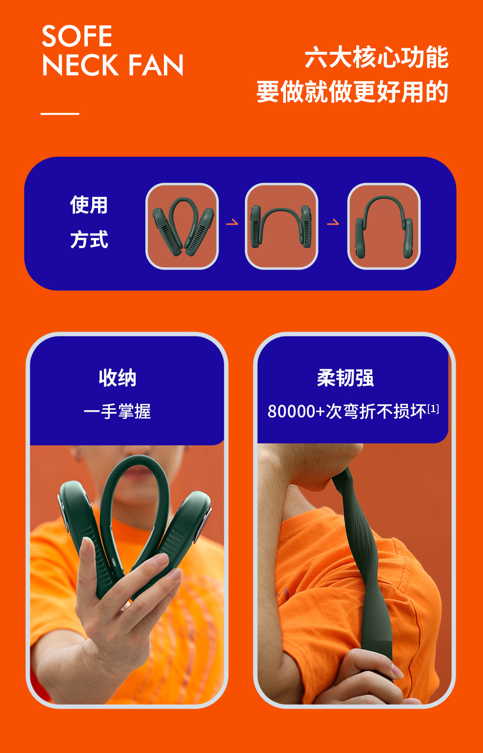 A new cross-border neck-hanging mini fan, a portable, bladeless usb charging, portable cooling and air conditioning small electric fan for lazy people pic 7