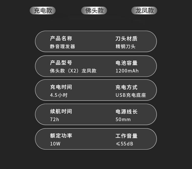 网红复古油头电推剪T型0刀头剃白理发器发廊刻痕推白电推剪剃光头详情2