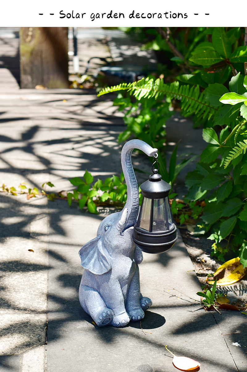 Outdoor solar lamps, garden elephant ornaments, animal resin handicrafts, decorative villa landscape courtyard lamps pic 5