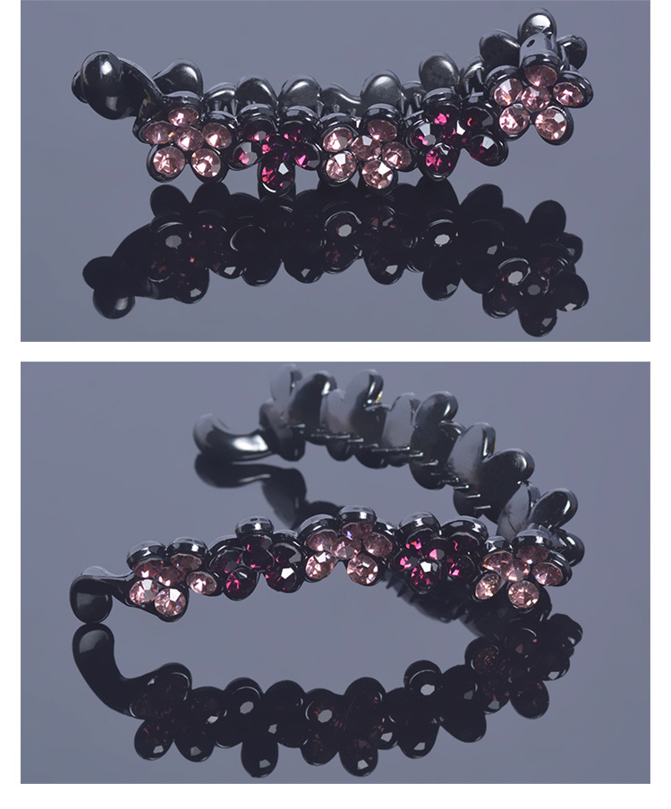Wholesale Korean banana clips, vertical clips, ponytail hair clips, hair accessories, rhinestones, elegant twist clips, hair accessories, anti-slip top clips pic 3