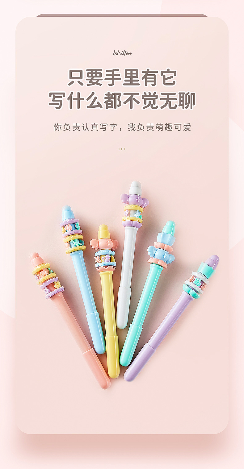 儿童减压转转笔盲盒中性笔创意旋转卡通可爱少女心造型学生解压笔详情8