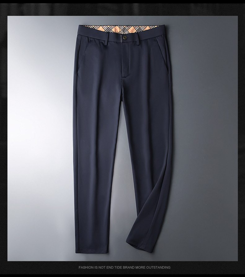 High-end business casual pants for men 2022 autumn and winter, thickened long pants, youth straight, elastic, wrinkle-free and drape dress pants pic 56