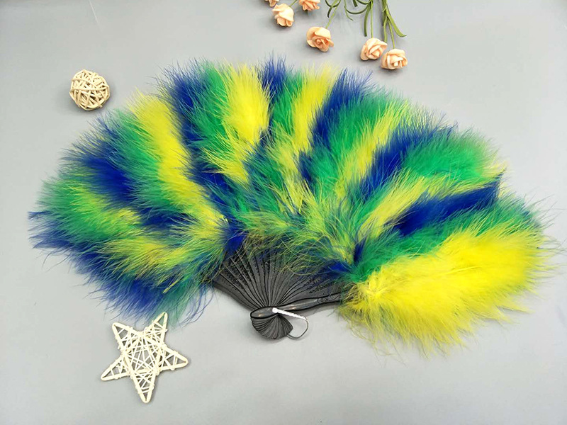 The full fleece thickened standard feather fan color-blocking gradient series cheongsam runway show stage performance pic 23