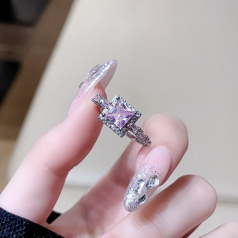 Sweet and Cool Style series pink zircon colored gemstone open ring, light luxury and high-end feel, unique flower Little Red Book Ring girl pic 22