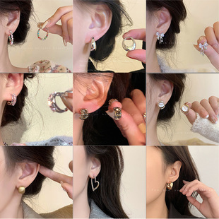 【3 Pairs 】925 Silver Needle Pearl Earrings, Bean ear studs, Sleep without Removing Zircon Ear Bone studs, Ear Piercing Earrings pic 7