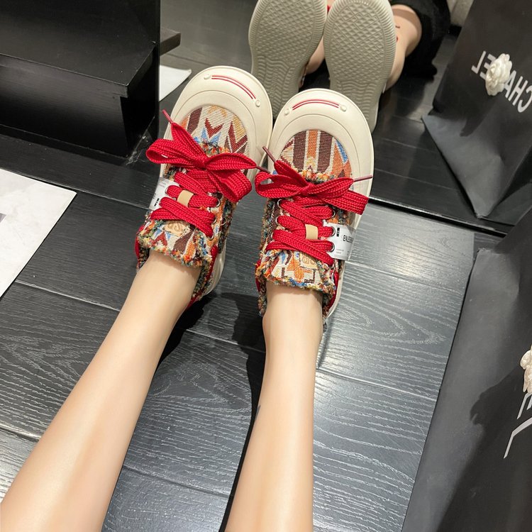 小众设计拼色帆布鞋女厚底休闲板鞋2023年新款春秋季韩版丑萌女鞋详情8