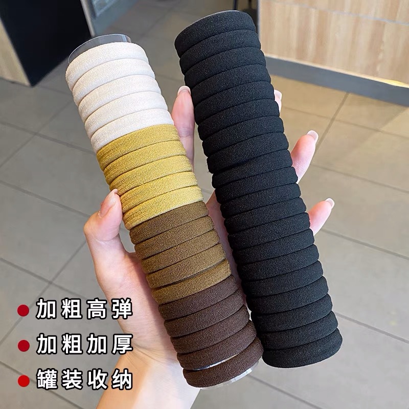 Exquisite canned rubber band hair tie for women, high-elasticity and durable hair tie, summer black hair band leather case headwear pic 8