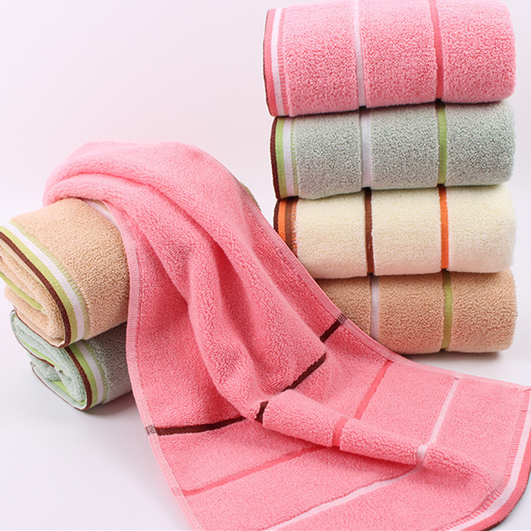 Striped towel manufacturer wholesale pure cotton absorbent plain jacquard soft face towel, daily gift embroidered logo pic 44