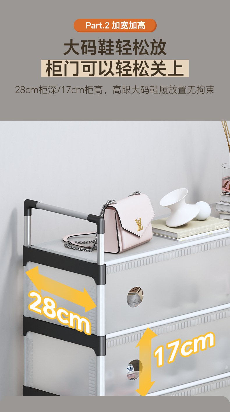 简易鞋柜家用塑料收纳架宿舍置物架多功能入户防尘鞋架批发详情5