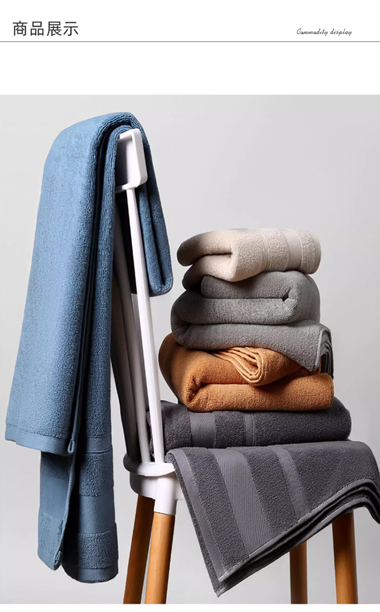 新款外贸大尺寸浴巾吸水男女通用100%纯棉加厚大浴巾套装详情9