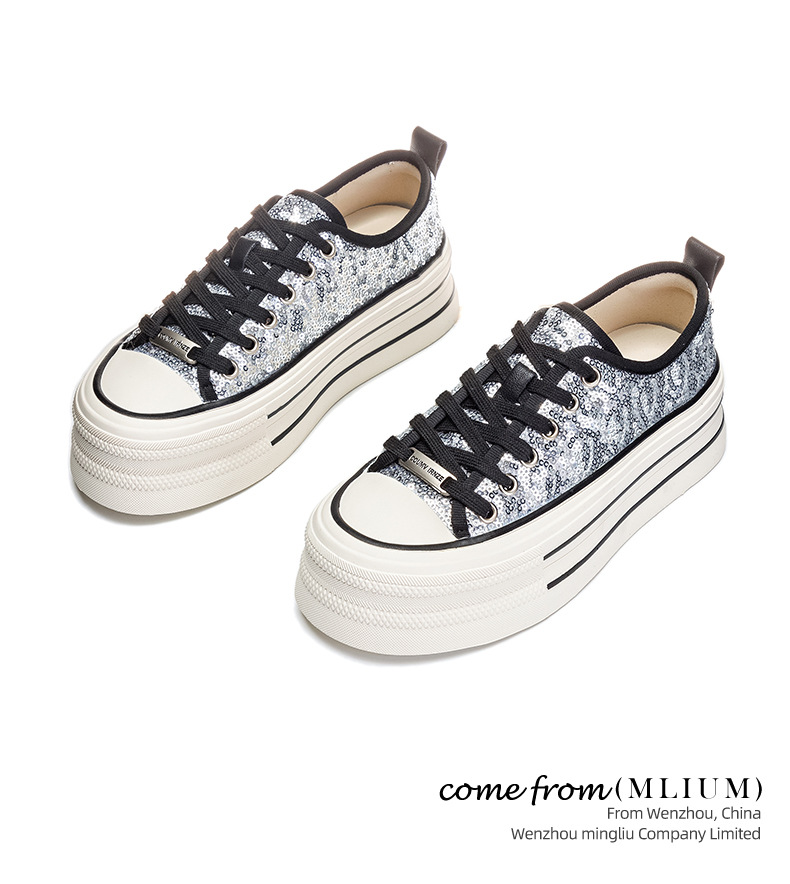 新款头层猪皮内里板鞋2025春季厚底休闲时尚女鞋ins风银色小白鞋详情24