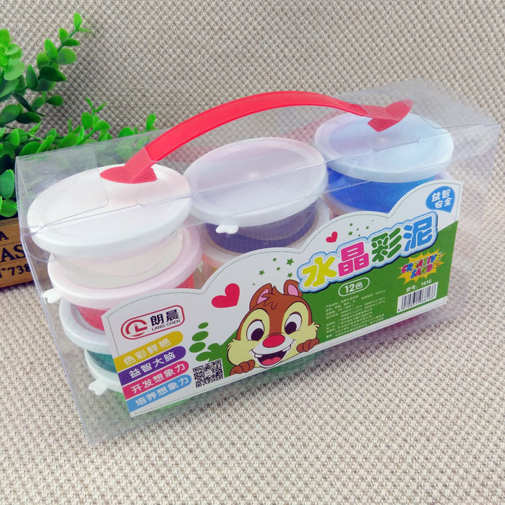 P1731 12色水晶彩泥 桶装彩泥橡皮泥儿童手工彩泥多元批发详情2
