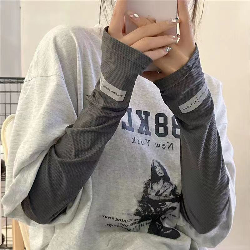 夏季新款冰丝袖套薄弹力宽松男女通用反光标户外骑行开车运动学生详情5
