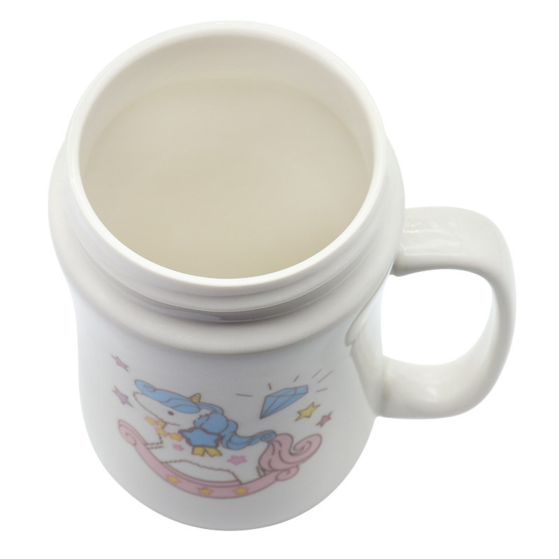 Unicorn Mirror cup lid, slim waist cup, Ceramic cup, mug, 450ml water cup, home, office, personal, business activity gift pic 7