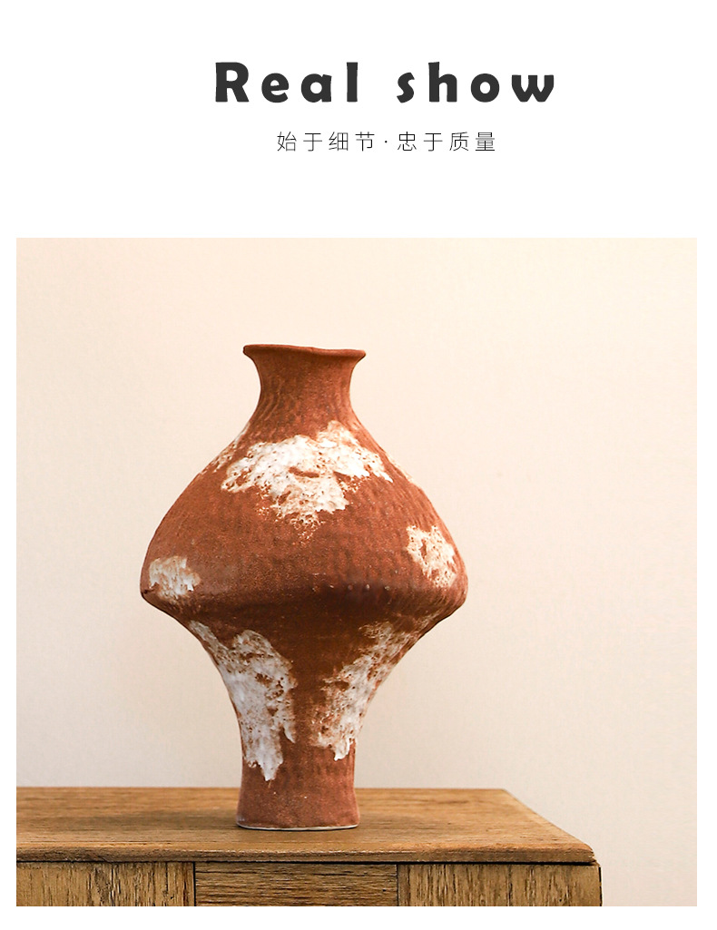 Wabi-sabi Zen-inspired ceramic vases, Japanese retro art flower arrangement wine cups, new Chinese-style tea room, entrance hall ornaments, and homestay decorations pic 10