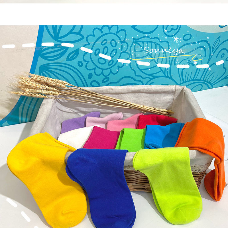 纯色袜子学院风闺班服色针织中筒袜女果色堆堆袜百搭彩色长袜潮详情10