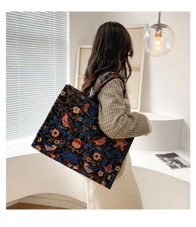 秋冬大包大容量单肩包包女2022新款个性绣花手拎包小众时尚托特包详情12