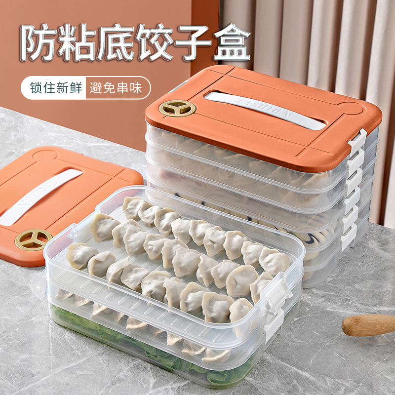Portable kitchen dumpling plate storage box with timer and large capacity pic 5