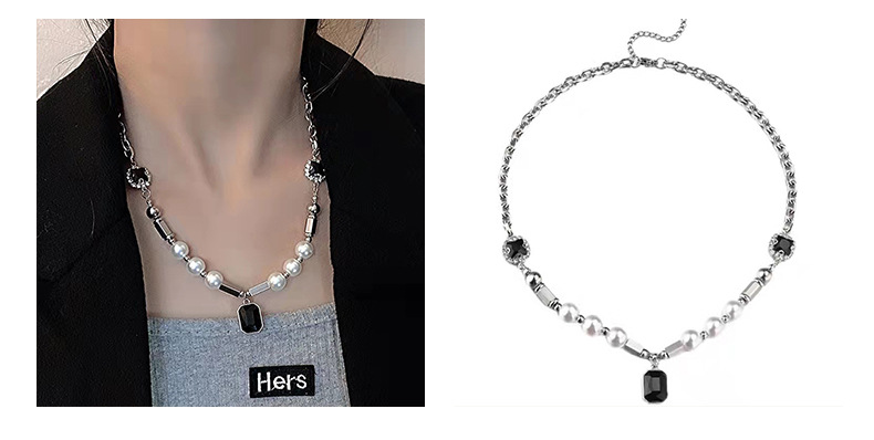 European and American hip-hop zircon collarbone chain, girl spice, ins titanium steel necklace, versatile, niche design, light luxury accessory pendant, pomelo ear pic 17