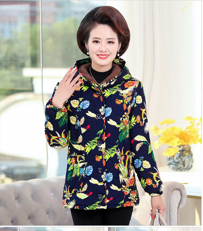 中老年女装冬装加绒加厚奶奶装短款棉衣50-70岁大码妈妈棉外套详情18