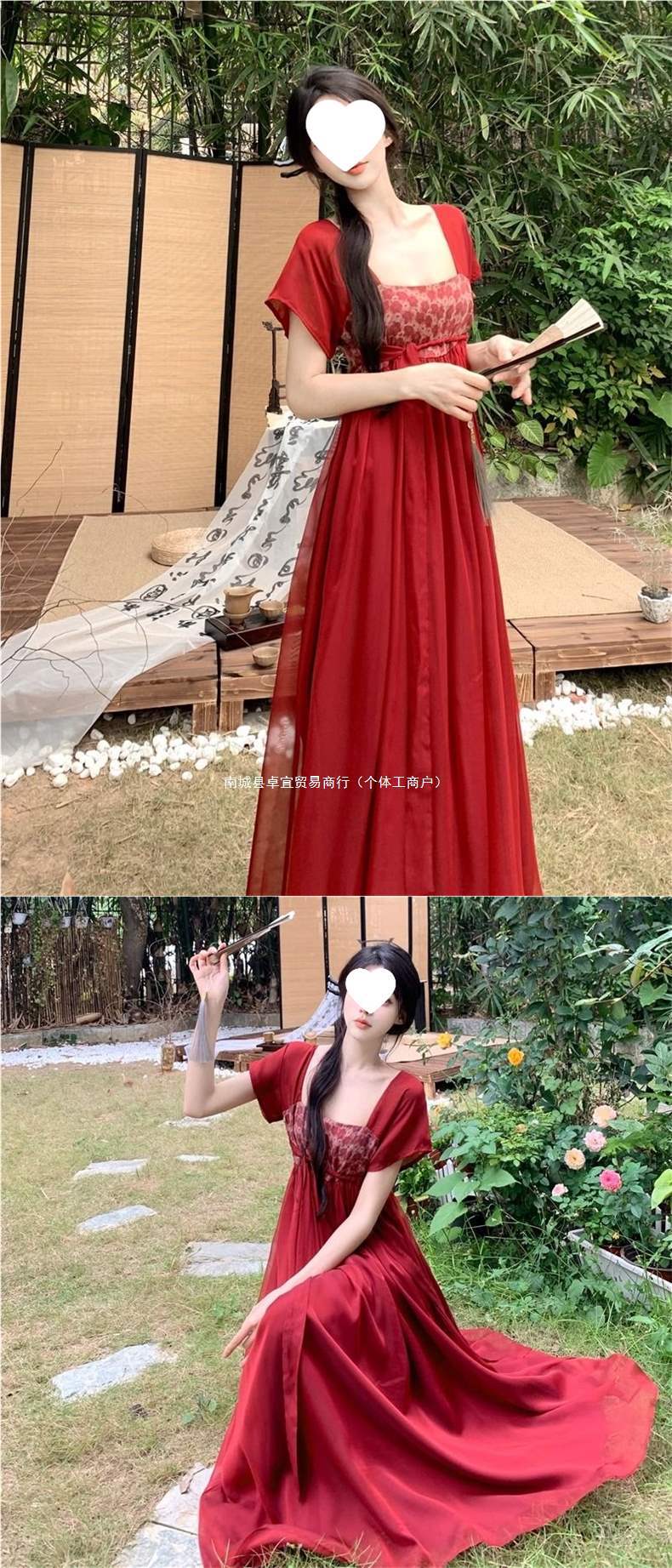 国潮大码新中式改良汉服连衣裙女夏季胖mm复古国风宽松遮肚显瘦长裙子详情3