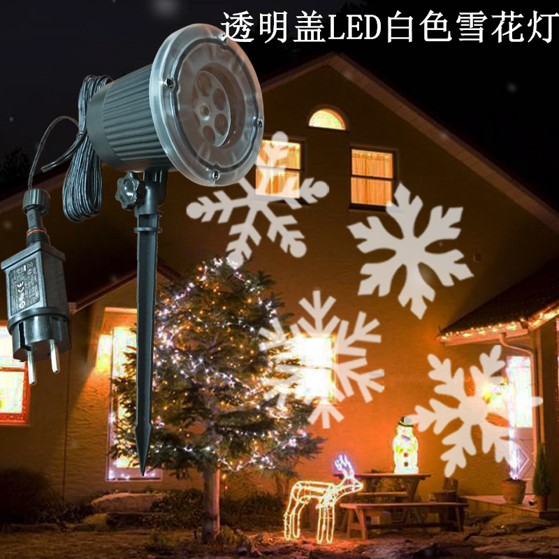 LED red, green, blue and white four-color snowflake lawn light, white snowflake light, European and American Christmas projection light, waterproof ground insertion light pic 2