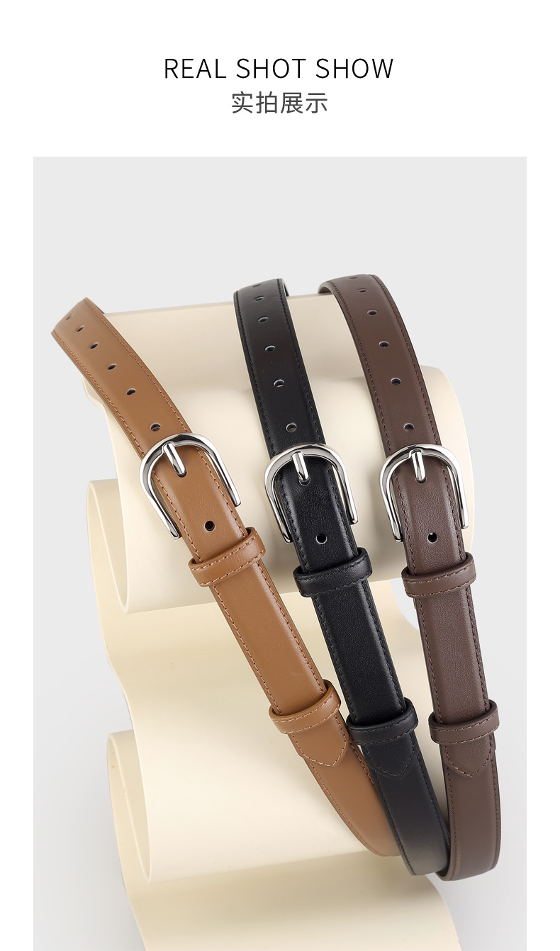 Leather belt for women 2025 new style top layer cowhide needle buckle belt decoration with denim belt direct supply from the manufacturer pic 14