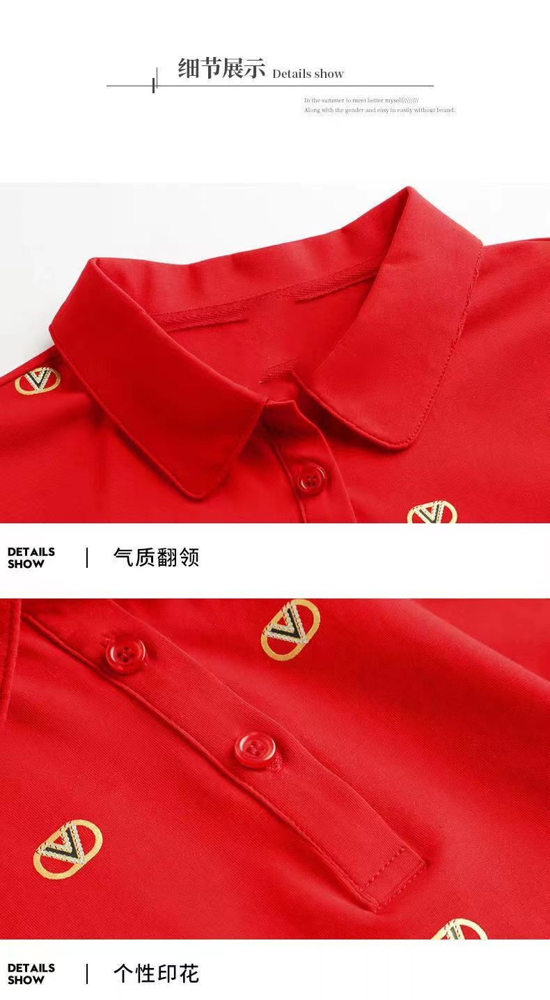 跨境翻领休闲短袖t恤女士夏新款polo衫减龄妈妈高档宽松显瘦体恤详情20