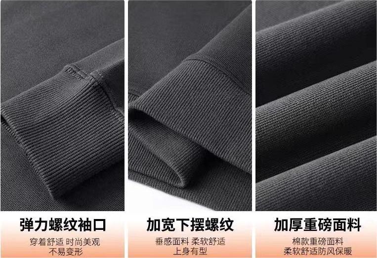 加绒卫衣男秋冬款潮牌加厚圆领宽松上衣复古重磅加厚新款卡通LOGO详情10