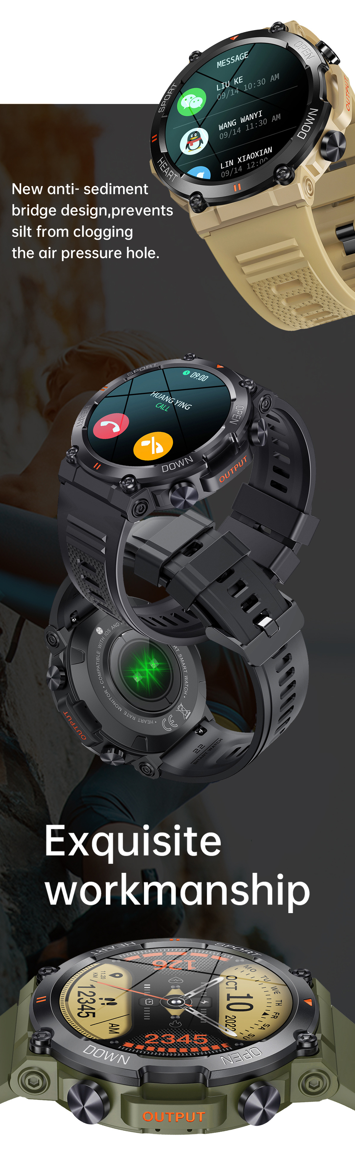 The new K56PRO three-proof communication smartwatch features music, weather, 1.39 inches heart rate, blood pressure and blood oxygen pic 8