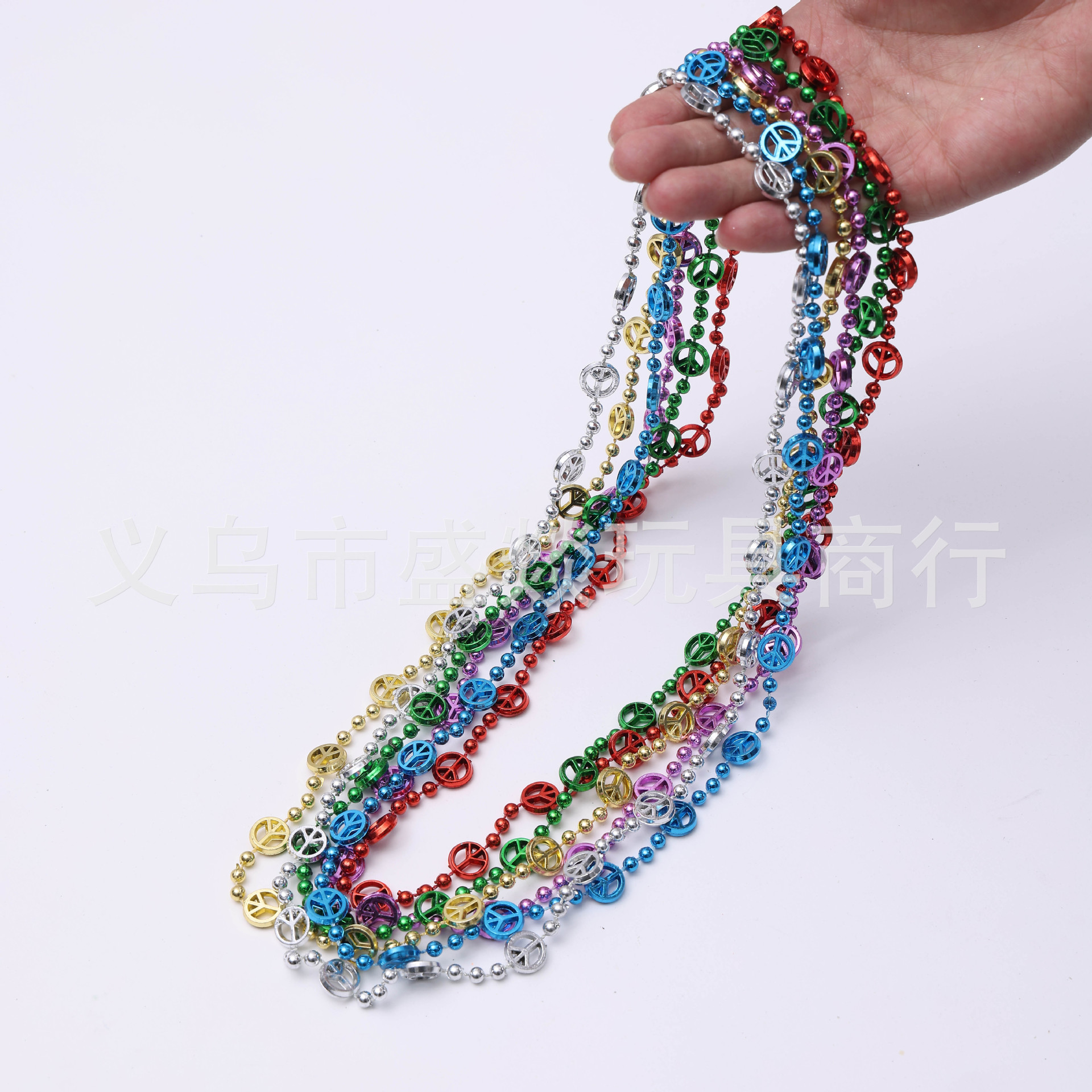 跨境小和平电镀珠链彩色项链独立日项链狂欢万圣节派对波珠链道具详情2