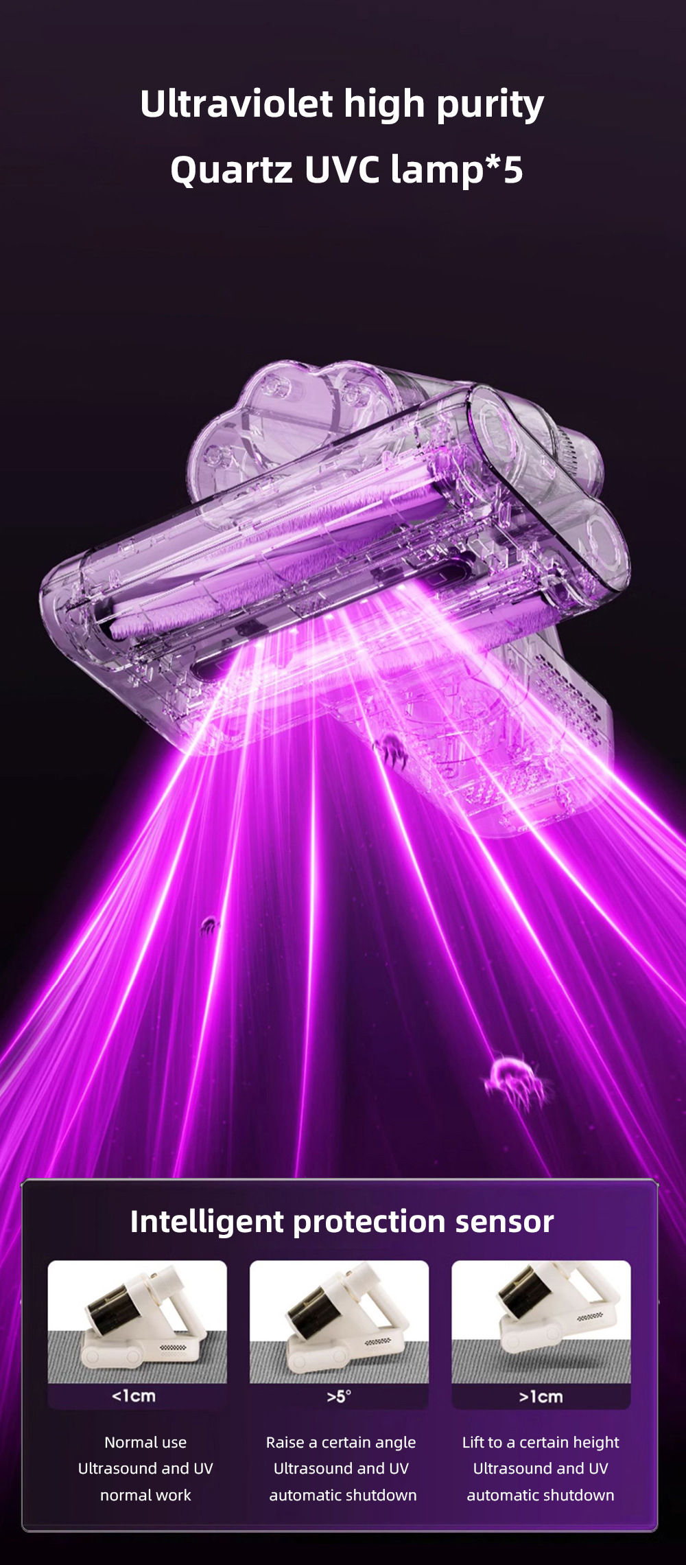 Double roller brush mite remover, a mite removal wonder, a large household vacuum cleaner for bed removal, ultrasonic and ultraviolet sterilization power purification pic 13