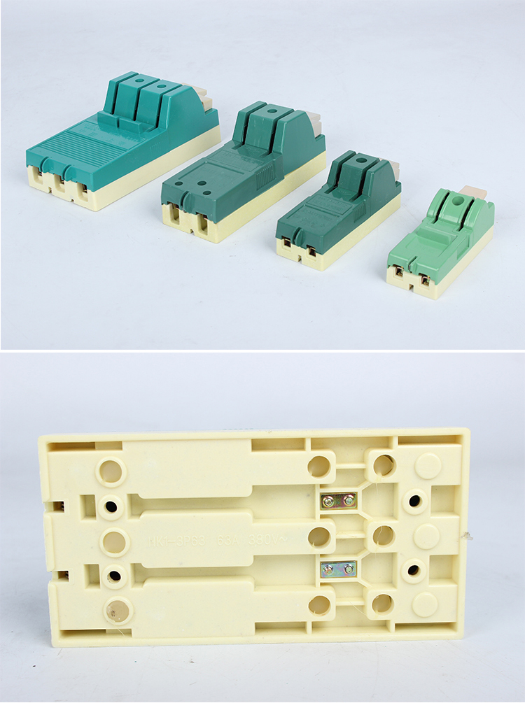 Black shell with fuse copper flame-retardant knife switch, open household load switch, ceramic base knife switch pic 15