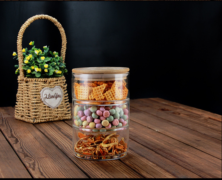 New glass bowl, fruit and vegetable salad bowl, home snack storage jar, multi-layer sealed storage jar, salad bowl pic 13