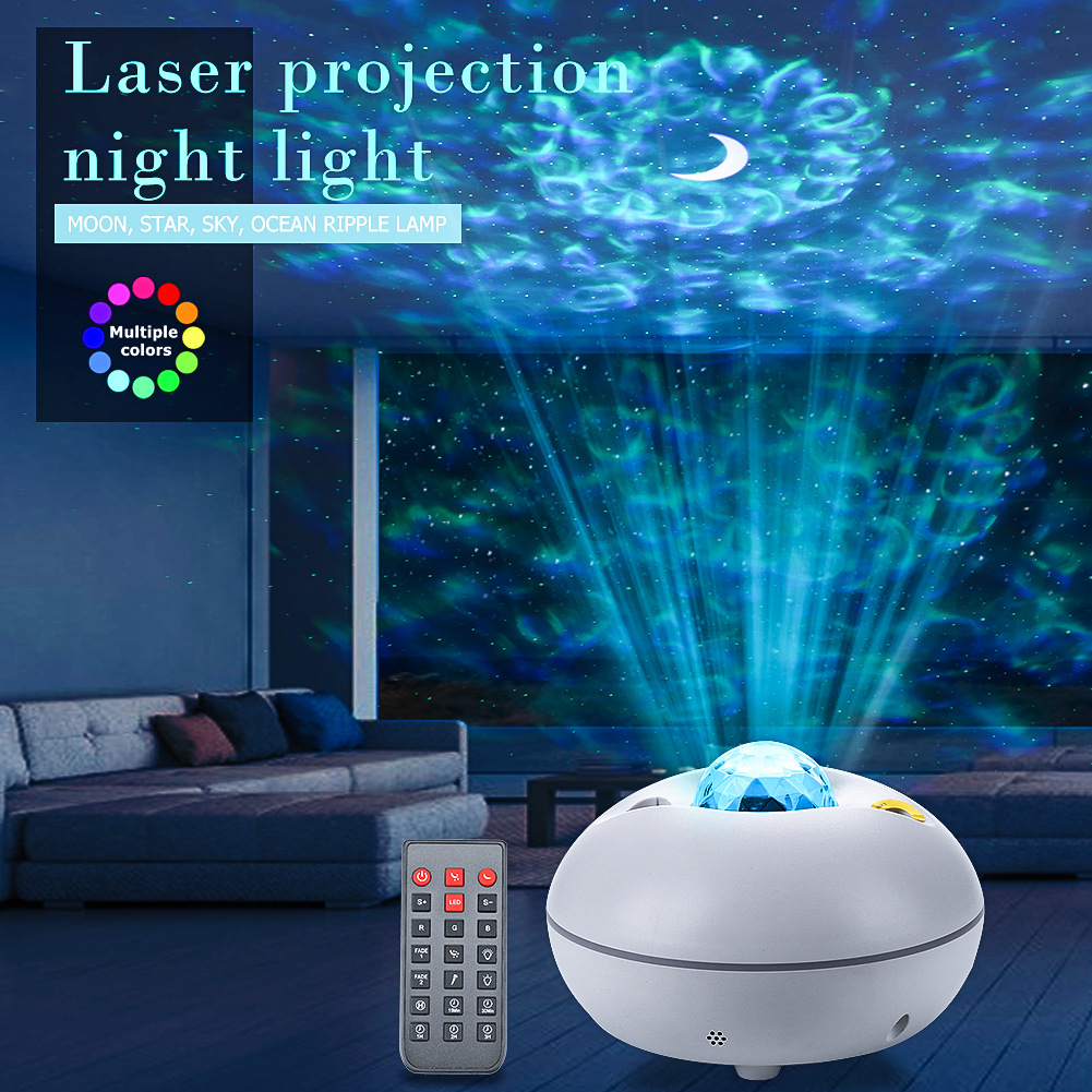 New music projection starry sky light, LED water ripple starry sky light, cross-border laser full sky star projection light, ambient night light pic 1