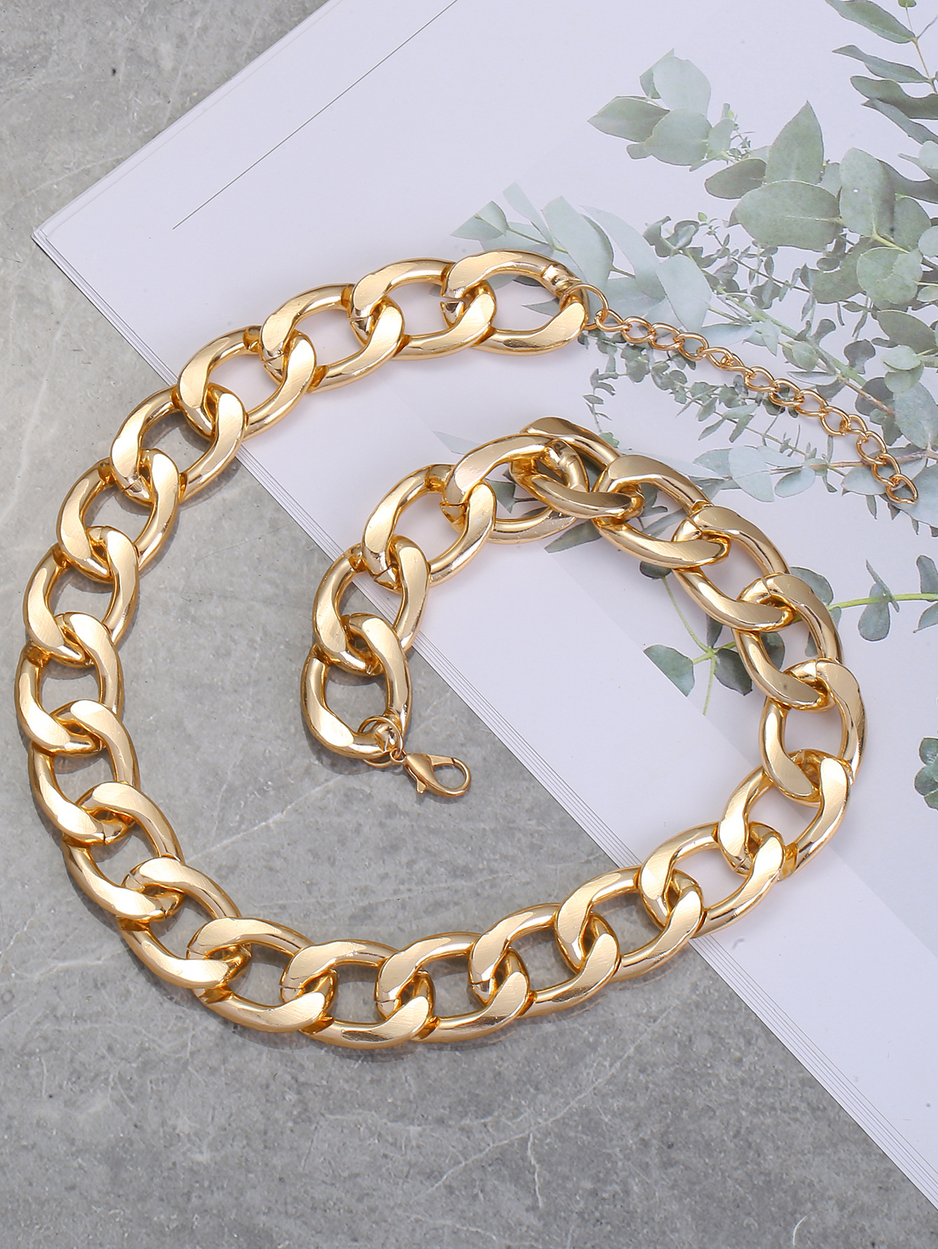 A new type of simple single-layer trendy and individualistic aluminum thick chain necklace for both men and women, featuring cross-border fashion street style accessories from Europe and America pic 1