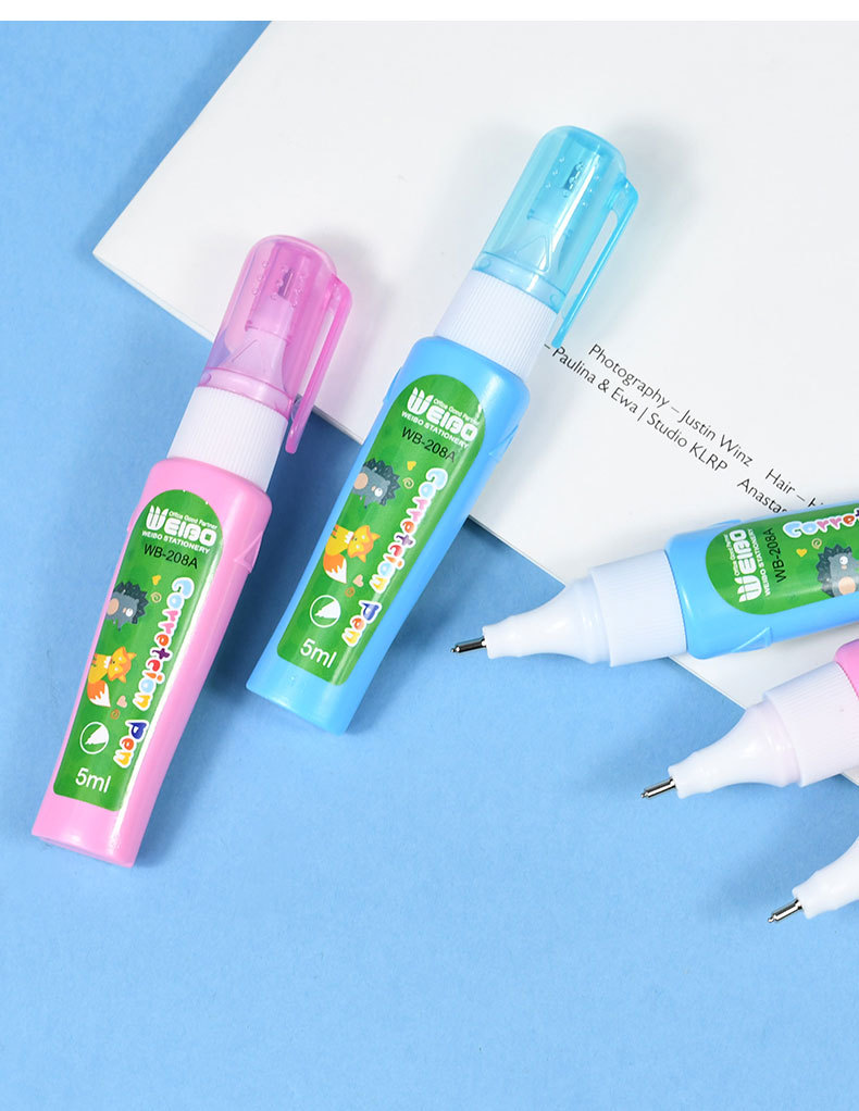 Weibo Creative Mini Correction Fluid 5ml White Student Correction Fluid for Both office and Study Use pic 8