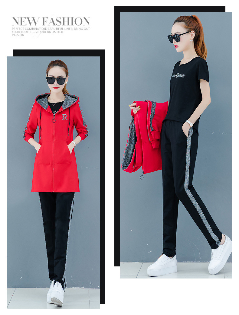 运动套装女春秋季2020新款宽松时尚卫衣三件套大码长袖跑步休闲服详情18