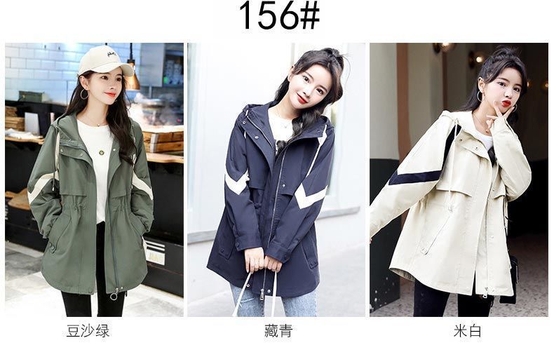 加绒加厚中长款风衣女2022新款韩版百搭小个子宽松连帽棉服外套女详情16