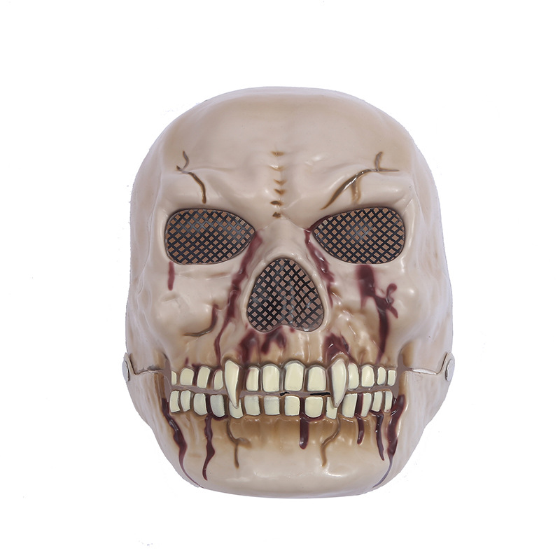 万圣节跨境骷髅头面具新款恐怖可移动嘴恐怖邪恶半脸面具详情1