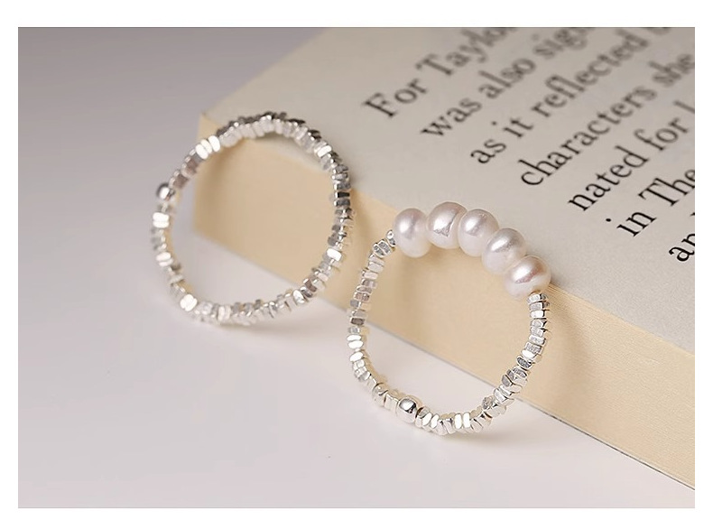 925通体纯银珍珠碎银子戒指女小众设计ins风个性小众设计感闭口指详情19