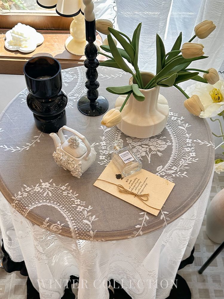 Amazon lace French court tablecloth with ruffled edge patchwork, cross-border retro high-end new tablecloth on Xiaohongshu pic 4