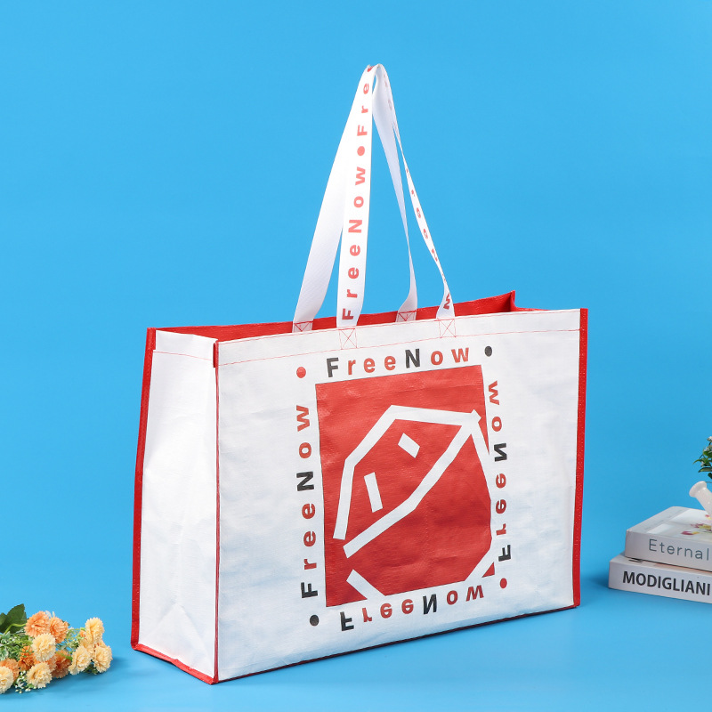 Factory wholesale PP laminated advertising woven bags, laminated non-woven fabric hand-held shopping bags, hand-held woven gift bags pic 5