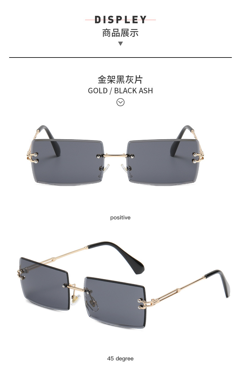New frameless trimmed square gradient ocean sunglasses, European and American fashion, Instagram-popular street style sunglasses pic 21